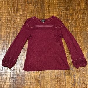 Liz Claiborne Career Burgundy Shimmer Knit Top | Long Sleeve | Size M
